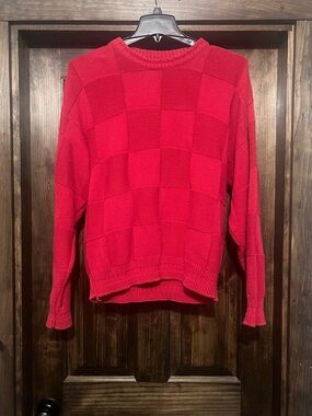 Vintage Hathaway Golf 90s Men's Red Crewneck Checker Knit Sweater